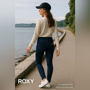 ROXY Dark Wash Skinny Jeans | Size 5/27 | Classic Dark Denim